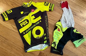 Castelli Matching Cycling Bib Padded Shorts & Jersey Size XS Black/Yellow - Picture 1 of 24