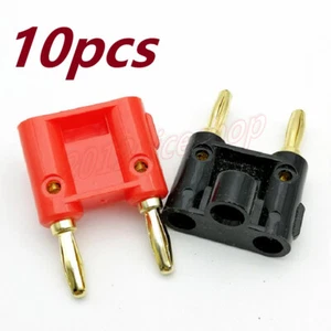 10pcs Black Red Dual Banana Connector Pin 2-Way Audio Speaker Cable Male Plugs - Picture 1 of 8