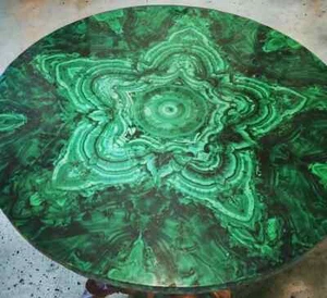 Green Marble Round Coffee Dining Table Top Malachite Random Inlay Stone Home Dec - Picture 1 of 11