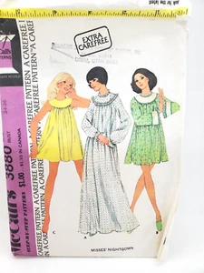 1970 Teddy Nightgown Sleepwear M 34/38Bust Misses McCalls #3880 Vintage Pattern - Picture 1 of 3