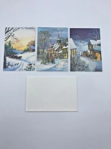 Vtg 1992 Christmas Xmas Greetings Season's Blessings Blank Cards Set of 3 - Picture 1 of 6
