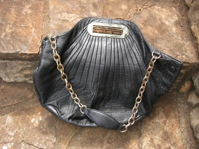  BCBG Max Azria GRANDE Mantequilla NEGRO SUAVE Cuero Hobo Bolso Cartera. MRSP $525 Foto 1 de 4