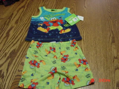 Nuevo con etiquetas Conjunto de pijama de 2 piezas Sesame Street Elmo para bebés y niños pequeños Foto 1 de 3