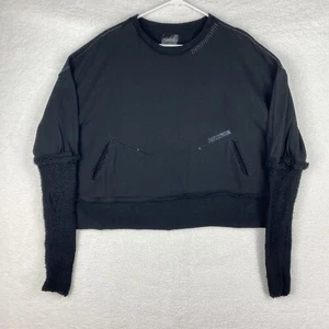 UMIT UNAL UUJNS COUTURE Sweatshirt Womens Large Black Knit Sleeve Stitch Detail - Picture 1 of 11