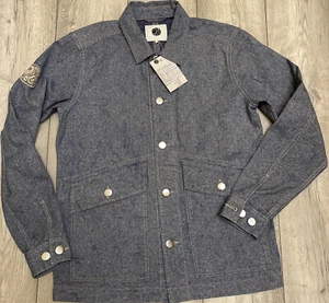 Chaqueta de mezclilla para hombre Pretty Green 2023 Ardwick talla M, azul claro, artículo de muestra - Imagen 1 de 9