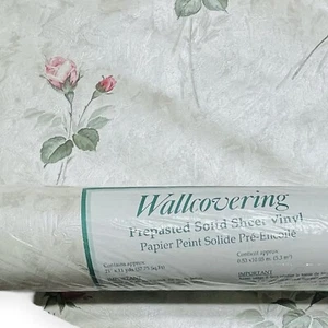 Brewster Wallcoverings Pink Rose Wallpaper Solid Sheet Vinyl Textured Vintage - Picture 1 of 5