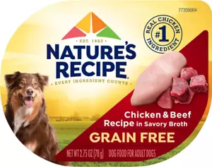 Nature's Recipe Chicken & Beef Recipe in Savory Broth Grain-Free 12 x 2.75oz cup - Picture 1 of 1