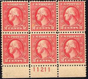 1920 US Stamp #527 A140 2c Plate Block of 6 Catalogue Value $350 - Picture 1 of 1