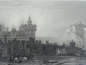 c1830er antiker schottischer Druck EDINBURGH HERIOTS HOSPITAL & GRAUE BRÜDER von Allom - Bild 1 von 2
