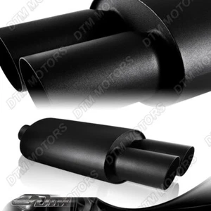 Silenciador de soldadura de entrada de 3"" doble punta inclinada negro acero inoxidable 2,5"" escape universal - Imagen 1 de 6