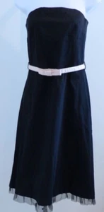 RUTH BY ANTHROPOLOGIE Womens Black W Pink Belt Empire Waist Strapless Dress Sz 6 - Picture 1 of 10