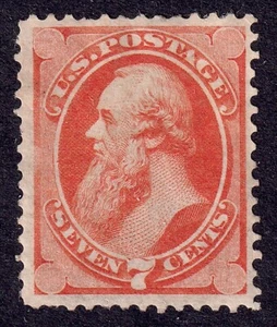 US Scott 160, 1873 Stanton, 7c orange vermilion, UNUSED NG *Nicely Centered* - Picture 1 of 2