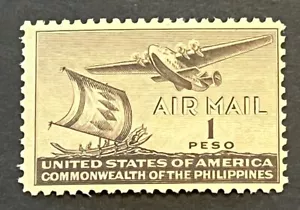 Travelstamps: US Philippines Airmail stamps 1941 Sc #C62 1 Peso Mint MNH OG - Picture 1 of 5