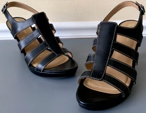 Sandalias de cuero Naturalizer N5 Contour Preya, tacones de 3 5/8", ajustables, negras-10W - Imagen 1 de 8