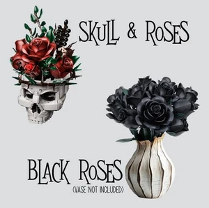 Romantische Gothic schwarze Rose und Totenkopf & Rosen Baustein Sets - Bild 1 von 15