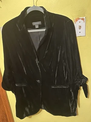 Chaqueta Blazer Halógena Terciopelo Negro Talla S Manga 3/4 Foto 1 de 4