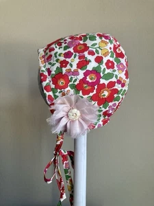 Cappello Liberty Of London cotone prato fiori Betsy bambino cofano retrò neonato 3 mesi - Foto 1 di 4