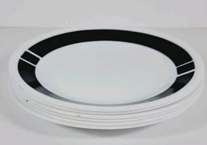 7 Corelle URBAN BLACK Dinner Plate 10 1/4" White Black Coupe - Picture 1 of 7