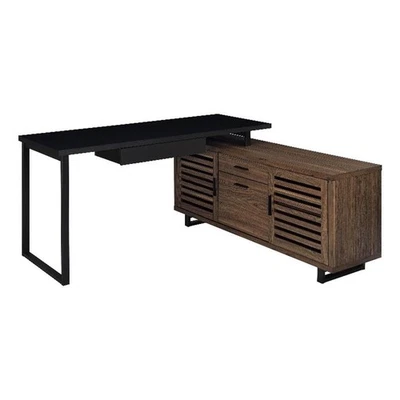 Escritorio de computadora de oficina de madera de ingeniería Coaster Maddox 60 pulgadas en forma de L en nogal Foto 1 de 4