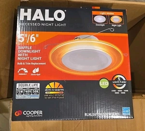 1 NEW HALO LED 5/6" RECESSED NIGHT LIGHT BAFFLE DOWNLIGHT RLNL56109FSD2W1EWH - Picture 1 of 2