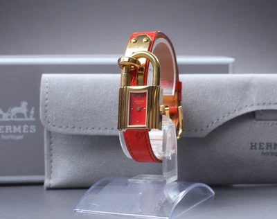 "N MINT w/ Box" Vintage Hermes Kelly Watch KE1.201 Red Women's Quartz From Japan - Image 1 of 4