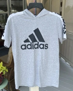 Boys Adidas Hoodie Short Sleeve Shirt Size Large 14/16 CLEAN - Picture 1 of 13