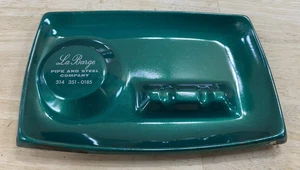 vintage advertising ashtray metal Green LABARGE PIPE & STEEL 314-351-0185 - Picture 1 of 11