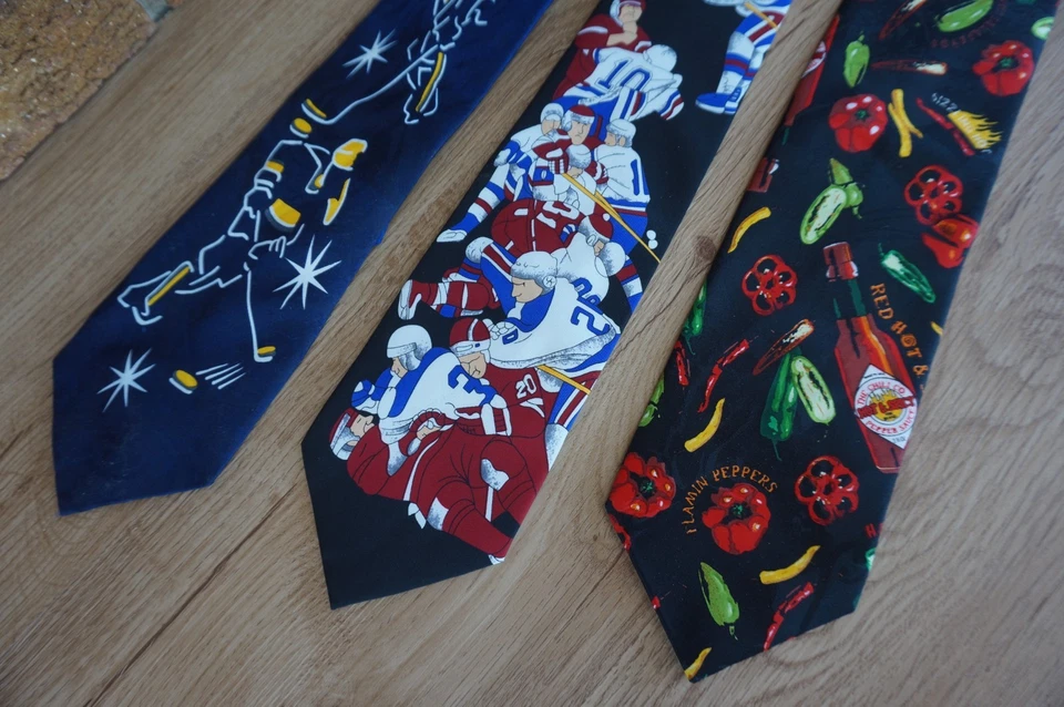 Gravata masculina gola TIE poliéster pimenta hóquei equipe jogador treinador você escolhe - Imagem 1 de 1