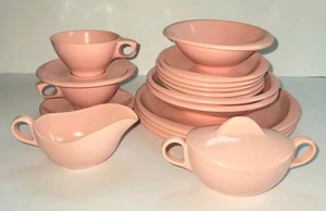 Boontonware Pink Melmac Melamine Dishes Plates Bowls Cups Saucers 17 PC Lot MCM - Picture 1 of 6