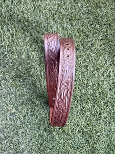 Vtg Looper Leather Belt 38 Tooled Western Brown  Vtg USA No Buckle  1.5” Wide - Picture 1 of 11