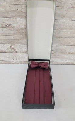 Vintage Wine Color Cummerbund & Bow Tie Set NOS in Box New Men's Maroon  - Image 1 of 4