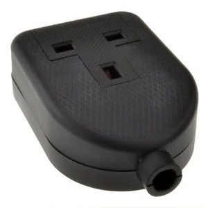 Simple Gang 13A 250V Noir Caoutchouc Extension Prise pour Alimentation Secteur [ - Photo 1/4