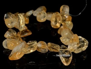 16X14-10X8MM CITRINE QUARTZ GEMSTONE GRADE B PEBBLE NUGGET LOOSE BEADS 7.5inch - Picture 1 of 4
