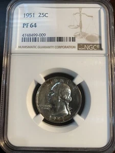 1951PF 64 NGC Washington quarter - Picture 1 of 2