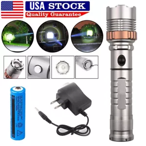 990000LM Wiederaufladbare LED Taschenlampe Taktische Polizei Superhelle Taschenlampe Zoombar - Bild 1 von 12