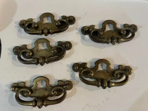 Chippendale Brass Vintage Door Pulls 5 total - Picture 1 of 5