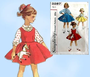 1950s Vintage Simplicity Sewing Pattern 2287 Toddler Skirt & Blouse Sz 5 Uncut - Picture 1 of 5