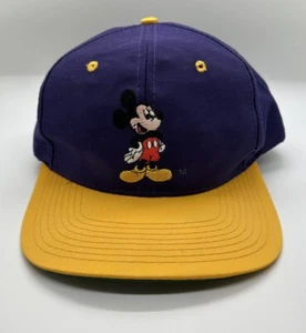 Vintage Mickey Mouse Snapback Hat Purple Yellow Embroidered Fresh Caps Unlimited - Picture 1 of 7
