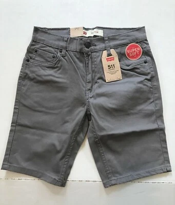 Levi's Boys 511 Slim Stretch Shorts Size 16 Reg 28W NEW Gray MSRP $42.00 - Image 1 of 4