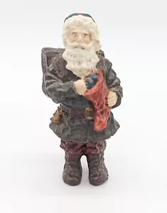 Vintage Weihnachtsfigur Wald Weihnachtsmann Mantel Strumpf Rucksack 4 Zoll - Bild 1 von 5