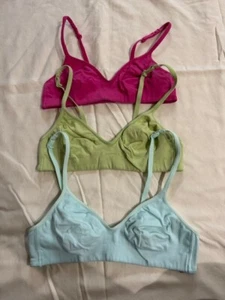 3 Jockey cotton bras in dark pink, lime green, and mint green, 34A - Picture 1 of 13