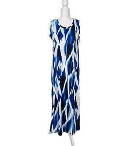 Chicos 0 US 4 Maxikleid Baumwolle Noppen Tank blau weiß Batik ärmellos - Bild 1 von 8