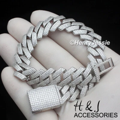COLLAR CADENA CUBANA MIAMI BLING CZ PLATA ESTERLINA 925 PARA HOMBRE 18"-24"X12MM*SN21 Foto 1 de 4