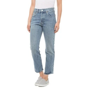 Size 32 x 26 NWT $168 Levi's Branded Blue 501 Straight Leg Cropped Jeans - Picture 1 of 12