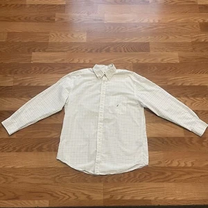 VTG 90's Nautica White Light Blue Striped Long Sleeve Button Down Shirt sz XL - Picture 1 of 5