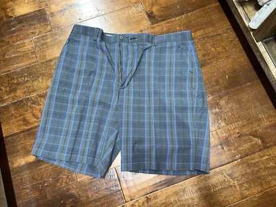 NWOT Cutter Buck Shorts Size 40 Grey Gray Blue Plaid Flat Front Golf - Image 1 of 4