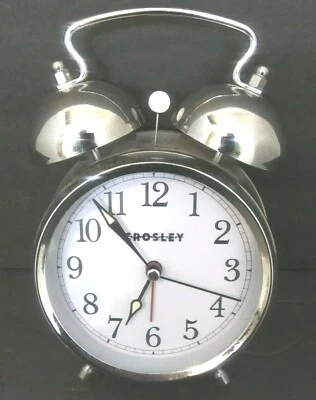 Crosley Alarm Clock Loud Double Bell Silver Traditional No Battery Cover Analog - Image 1 of 4
