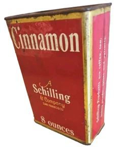 🥤 Schilling~Cinnamon~8 Ounce~Tin~Full~Shaker Top~Vintage~1930s/40s - Picture 1 of 5
