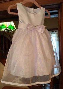 Flower Girl Dress Satin and Organza with Bow Accent for Little Girls 12 Months - Picture 1 of 12