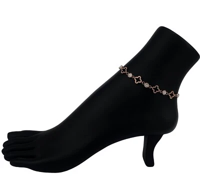 Браслет на лодыжку из нержавеющей стали розовое золото кубический цирконий лодыжка #6 - Изображение 1 из 4